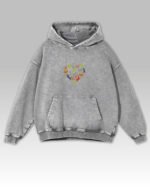 Bluza oversize z kapturem Haft Kocie Serce